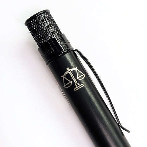 Retro 51 Black Matte Stealth Pen with  Scales of Justice Engraving.