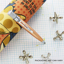 Load image into Gallery viewer, Copper ballpoint with decorative elements on a checkered background
