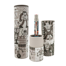 Load image into Gallery viewer, Pen with robot-themed packaging on a white background.

