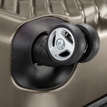 Load image into Gallery viewer, Close up to the bronze suitcase&#39;s spinner wheel. 
