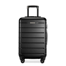 Load image into Gallery viewer, Front panel view of the black hard shell suitcase. 

