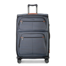 Load image into Gallery viewer, Front panel view of the gray soft side suitcase.
