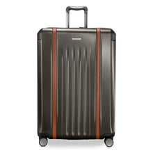 Load image into Gallery viewer, Front panel view of the graphite brown suitcase. 
