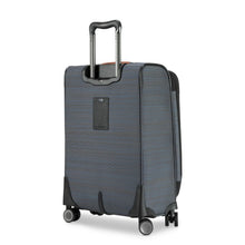 Load image into Gallery viewer, Angled back panel view of the gray soft side carry-on suitcase. 
