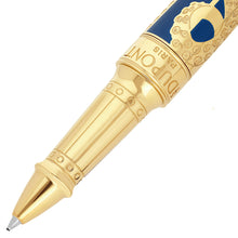 Load image into Gallery viewer, Close up to the rollerball pen&#39;s grip section. The ST Dupont logo is engraved at the start of the barrel. 
