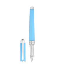 Load image into Gallery viewer, Front view of the turquoise rollerball pen with the cap next to it.
