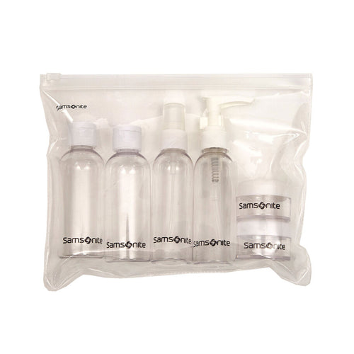 The six containers packed inside a plastic zip-closing case.