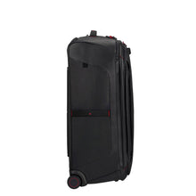 Load image into Gallery viewer, Side panel view of the black suitcase. 
