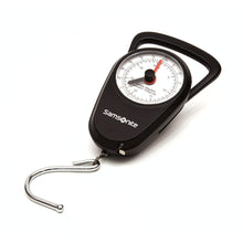 Load image into Gallery viewer, Angled front view of the black luggage scale. 

