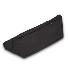 Load image into Gallery viewer, Angled front view of the black waist belt bag. 
