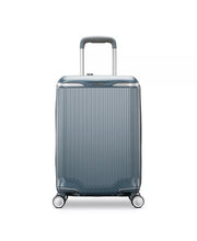 Load image into Gallery viewer, Front panel view of the slate blue suitcase. 
