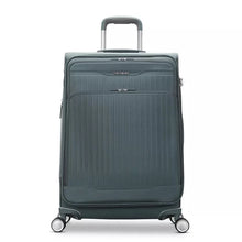Load image into Gallery viewer, Front panel view of the slate blue suitcase. 
