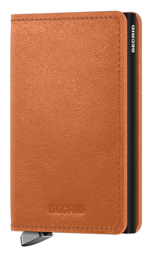 Angled front view of the Basco Slim Cognac wallet. 