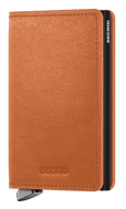 Angled front view of the Basco Slim Cognac wallet. 