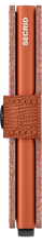 Load image into Gallery viewer, Side view of the pumpkin mini wallet. The SECRID logo is printed in white. 
