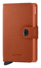 Load image into Gallery viewer, Angled front view of the pumpkin mini wallet. 
