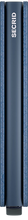Load image into Gallery viewer, Side panel view of the navy blue Crisple Slim Wallet. 
