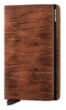 Load image into Gallery viewer, Angled front view of the whiskey slim wallet. 
