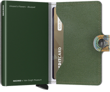 Load image into Gallery viewer, Interior view of the art bouquet mini wallet. 
