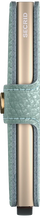 Load image into Gallery viewer, Side panel view of the sea green mini wallet. 
