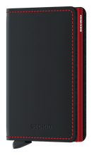 Load image into Gallery viewer, A slim matte black and red card wallet with the brand name &#39;secrid&#39; visible on the side.
