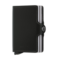Angled front view of the Original Black Twinwallet. 