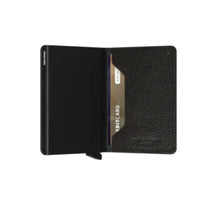 Load image into Gallery viewer, Interior view of the black slim wallet. 
