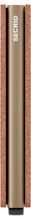 Load image into Gallery viewer, Side view of the of the tan slim wallet. 
