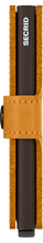 Load image into Gallery viewer, Side view of the yellow ochre mini wallet. 
