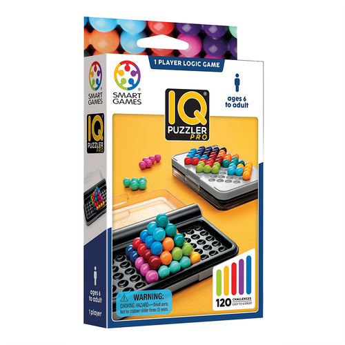 Angled front view of the IQ Puzzler packaging. 