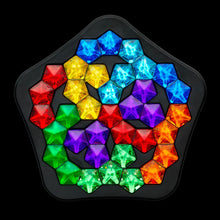 Load image into Gallery viewer, The IQ Pentagon board with the pieces arranged inside. 
