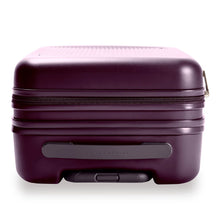 Load image into Gallery viewer, Top View of the plum-colored hard shell suitcase. A handle is available for easy grabbing. 
