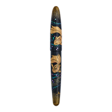 Load image into Gallery viewer, Capped fountain pen pen with gold and black design on a white background.
