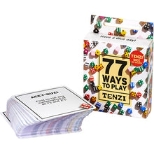 Load image into Gallery viewer, 77 ways to play Tenzi play cards and packaging. 
