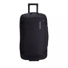 Load image into Gallery viewer, Front panel view of the black wheeled duffle bag.
