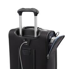 Load image into Gallery viewer, Angled close up to the back and side panels. The back panel under the handle features a USB plug to charge your mobile devices on the go. 
