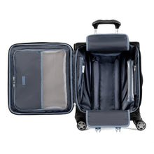 Load image into Gallery viewer, Interior view of the suitcase showing the packing straps unclasped. 
