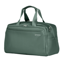 Load image into Gallery viewer, Angled front panel view of the green bag.
