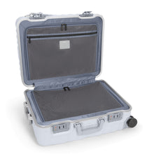 Load image into Gallery viewer, Interior view of the suitcase showing the zipper-closing panel dividers. 
