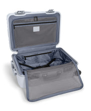 Load image into Gallery viewer, Interior view of the suitcase showing the back panel&#39;s divider unzipped. 
