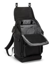 Load image into Gallery viewer, Angled front panel view of the suitcase with the main compartment opened. 
