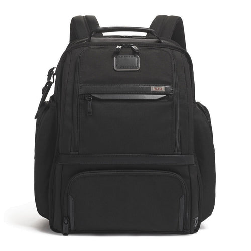 Front panel view of the black backpack