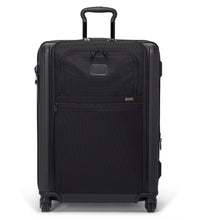 Load image into Gallery viewer, Front panel view of the black soft side suitcase on a white background. 
