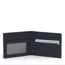 Load image into Gallery viewer, Interior view of the wallet showing a set of credit card slots on each side and a bill compartment at the top. 

