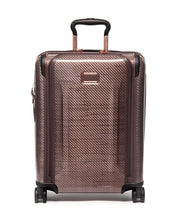 Load image into Gallery viewer, Front panel view of the blush suitcase with black accents. 
