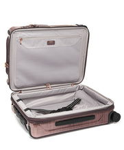 Load image into Gallery viewer, Interior view of the suitcase. The front side has a zipper-closing panel divider. The back panel has a set of adjustable straps to hold your contents in place. 
