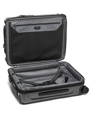 Load image into Gallery viewer, Interior view of the suitcase. The front has a zipper-closing panel divider. The back panel has a set of straps to hold your contents in place. 
