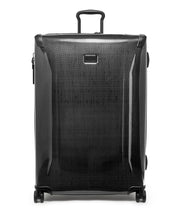 Load image into Gallery viewer, A black 4-wheeled expandable packing case with a telescoping handle, spinner wheels, and a retractable grab handle.
