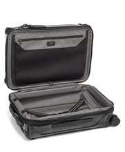 Load image into Gallery viewer, Interior view of the suitcase. The front side has a zipper-closing panel divider. The back side has a set of adjustable straps to hold contents in place. 
