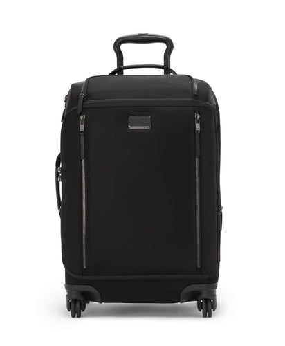 Front panel view of the black suitcase